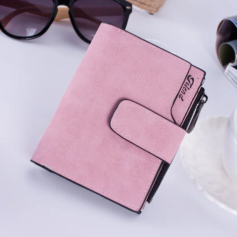 Portefeuille femme compact en cuir PU avec rabat et fermeture pression élégant — photo 8