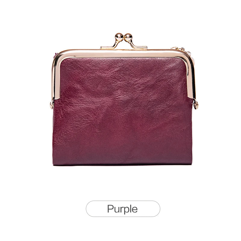 Portefeuille femme compact en cuir PU rétro avec fermoir clip et zip multifonction — photo 11