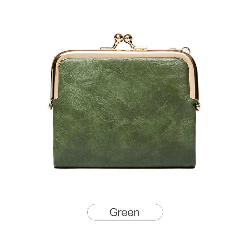 Portefeuille femme compact en cuir PU rétro avec fermoir clip et zip multifonction — photo 14