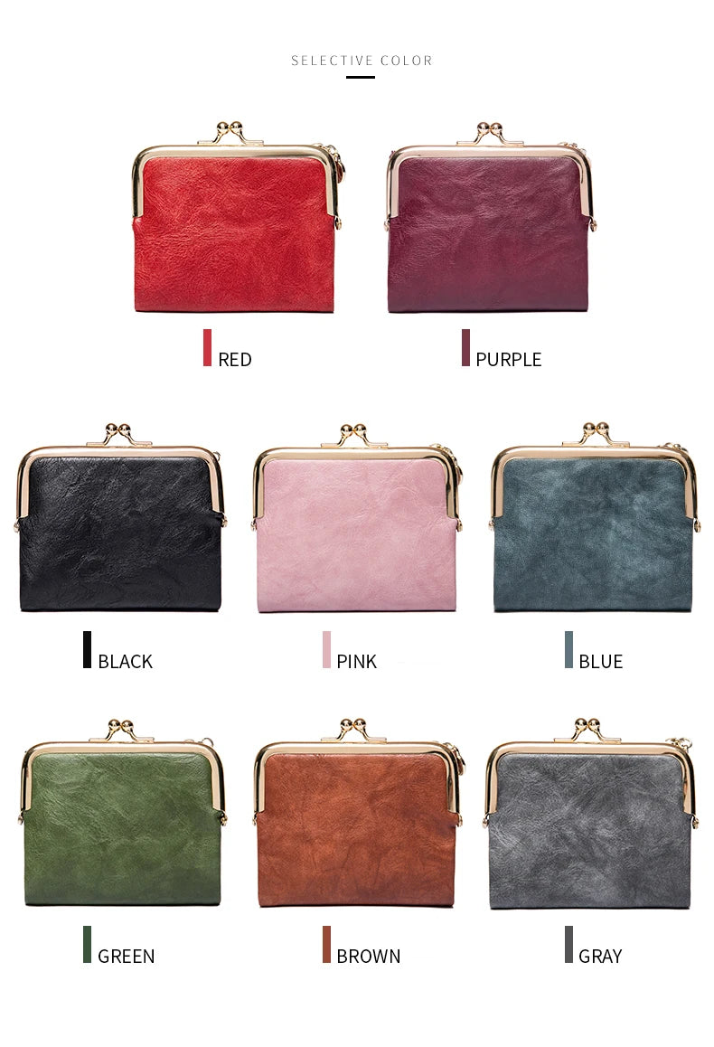 Portefeuille femme compact en cuir PU rétro avec fermoir clip et zip multifonction — photo 6
