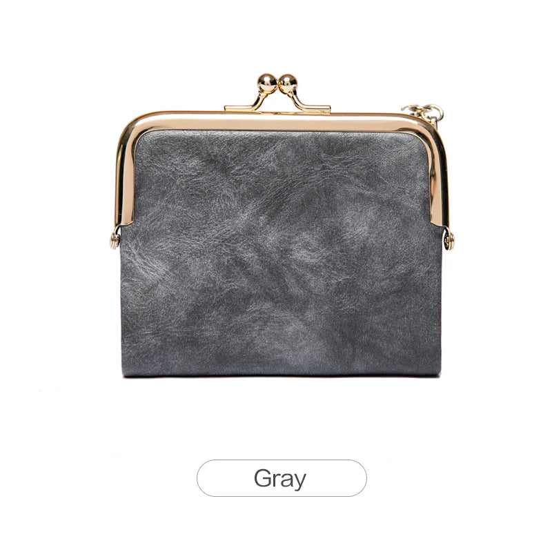 Portefeuille femme compact en cuir PU rétro avec fermoir clip et zip multifonction — photo 7