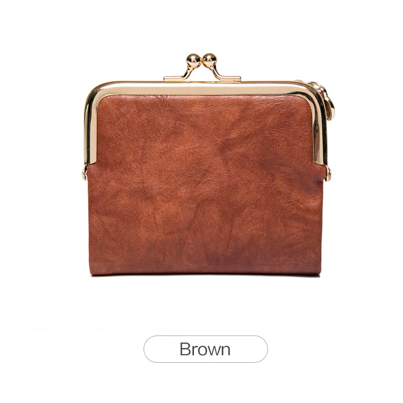 Portefeuille femme compact en cuir PU rétro avec fermoir clip et zip multifonction — photo 8