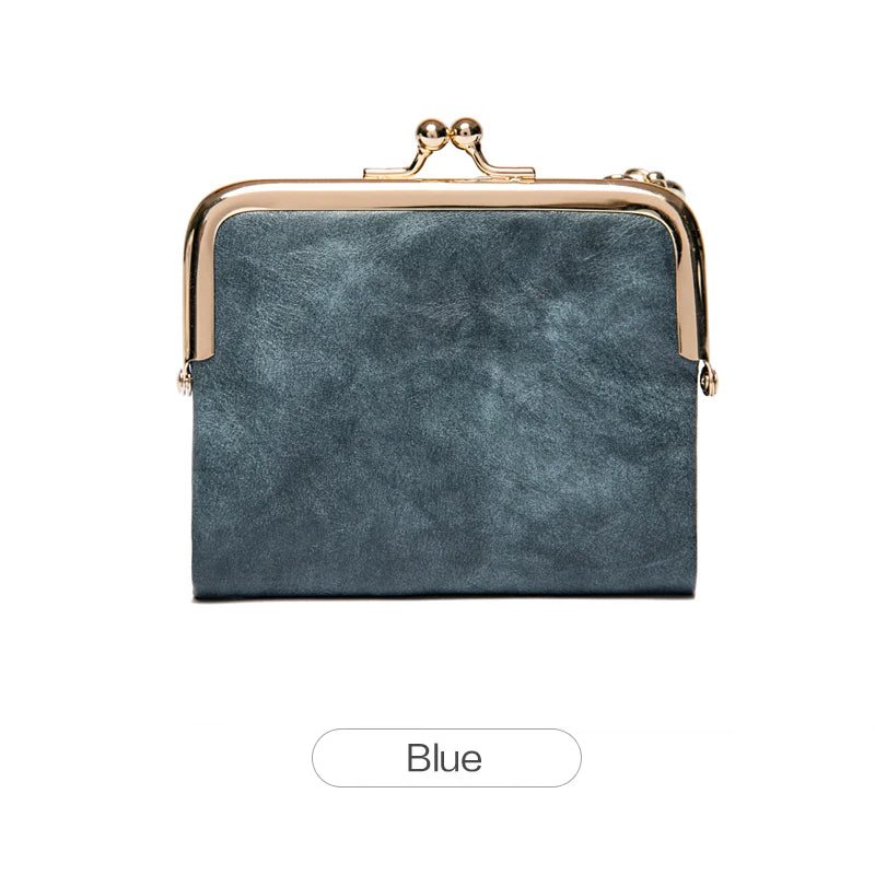Portefeuille femme compact en cuir PU rétro avec fermoir clip et zip multifonction — photo 9