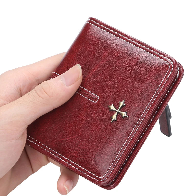 Portefeuille femme compact cuir PU avec zip et bouton pression porte-cartes élégant — photo 1