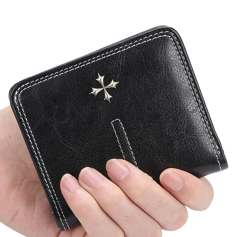 Portefeuille femme compact cuir PU avec zip et bouton pression porte-cartes élégant — photo 5 Image