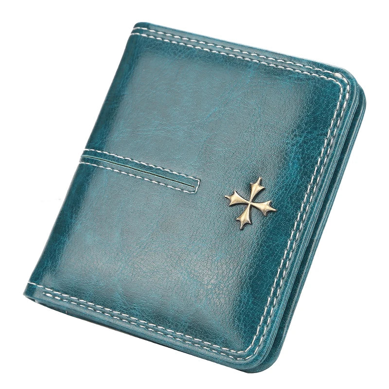Portefeuille femme compact cuir PU avec zip et bouton pression porte-cartes élégant — photo 6 Image