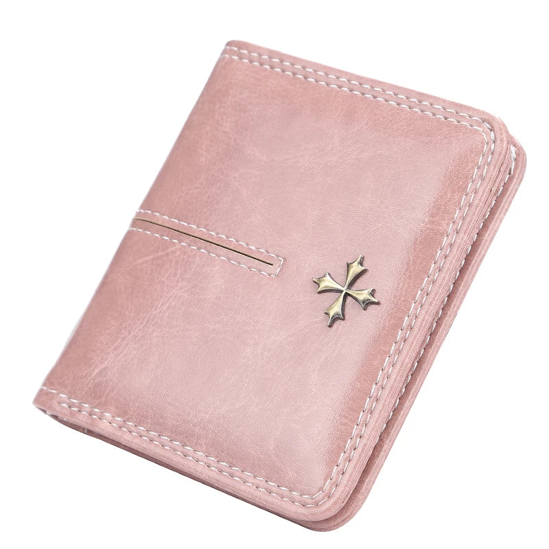 Portefeuille femme compact cuir PU avec zip et bouton pression porte-cartes élégant — photo 8