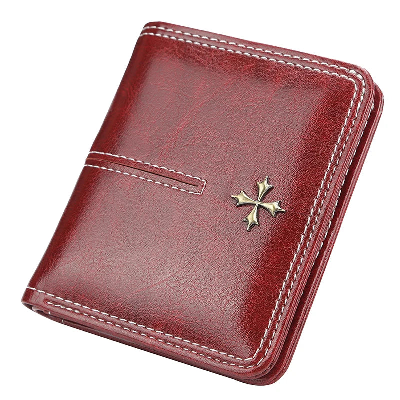 Portefeuille femme compact cuir PU avec zip et bouton pression porte-cartes élégant — photo 9