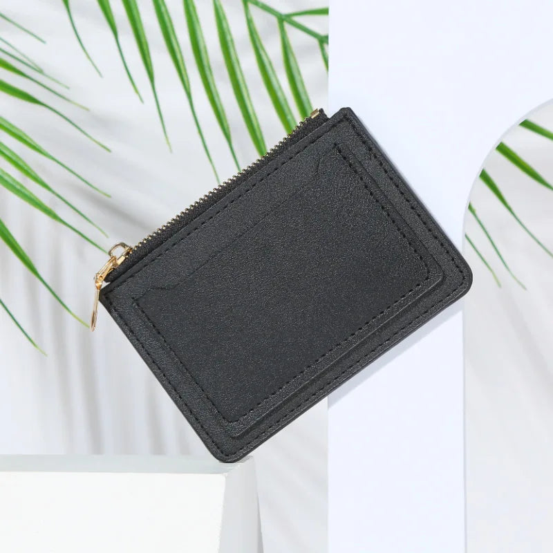 Portefeuille femme compact cuir PU avec zip et bouton pression porte-cartes multifonction — photo 15