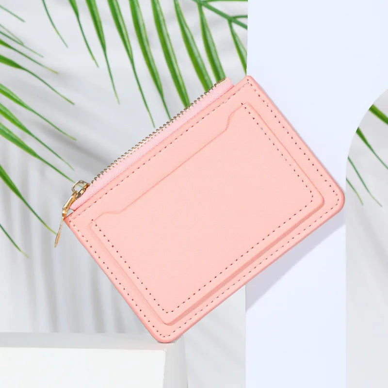 Portefeuille femme compact cuir PU avec zip et bouton pression porte-cartes multifonction — photo 16