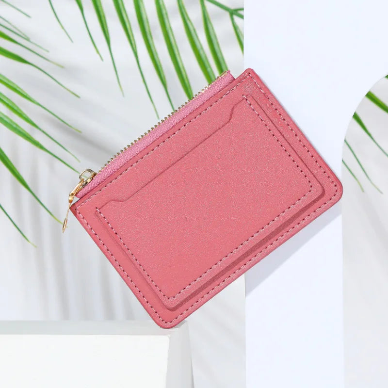Portefeuille femme compact cuir PU avec zip et bouton pression porte-cartes multifonction — photo 17