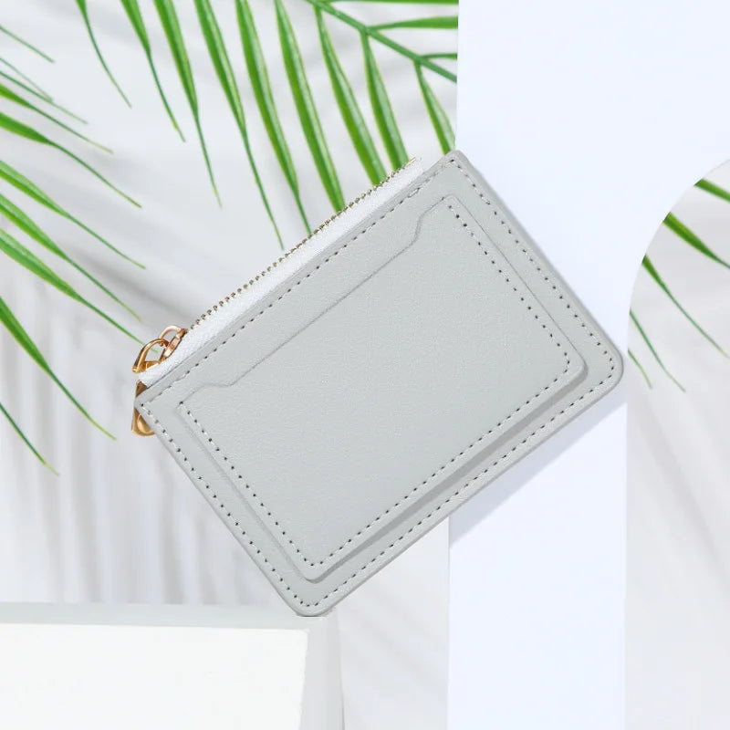 Portefeuille femme compact cuir PU avec zip et bouton pression porte-cartes multifonction — photo 7