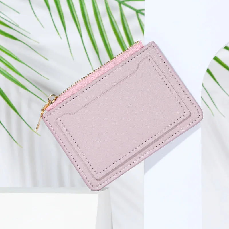 Portefeuille femme compact cuir PU avec zip et bouton pression porte-cartes multifonction — photo 8