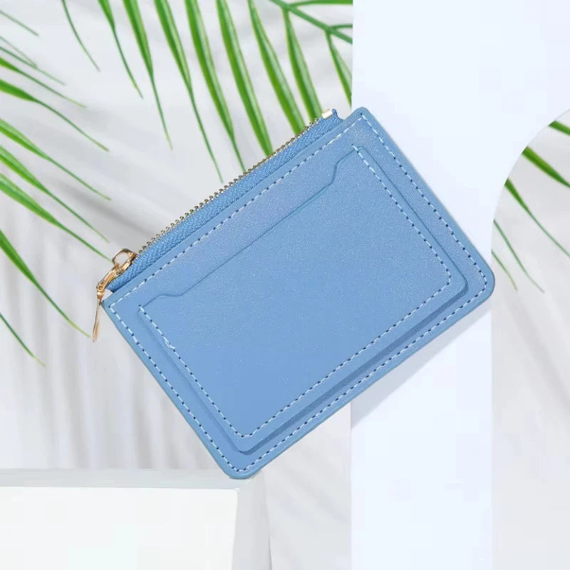 Portefeuille femme compact en cuir PU avec fermeture zippée et porte-cartes — photo 10