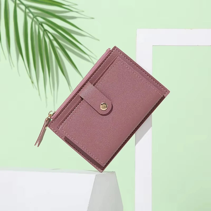 Portefeuille femme compact en cuir PU avec fermeture zippée et porte-cartes — photo 13
