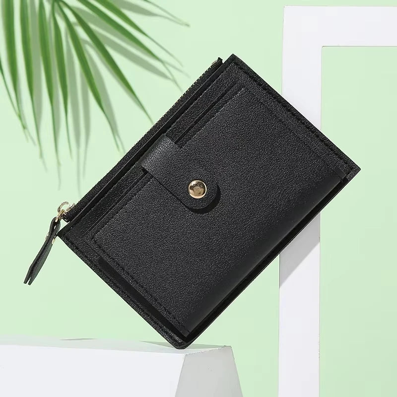 Portefeuille femme compact en cuir PU avec fermeture zippée et porte-cartes — photo 14