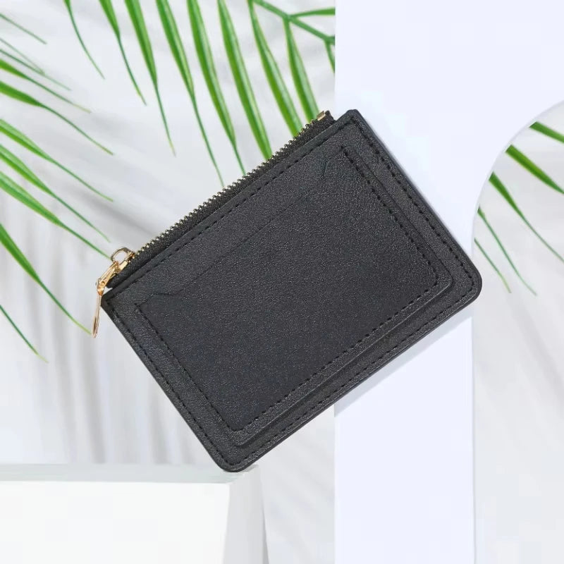 Portefeuille femme compact en cuir PU avec fermeture zippée et porte-cartes — photo 16