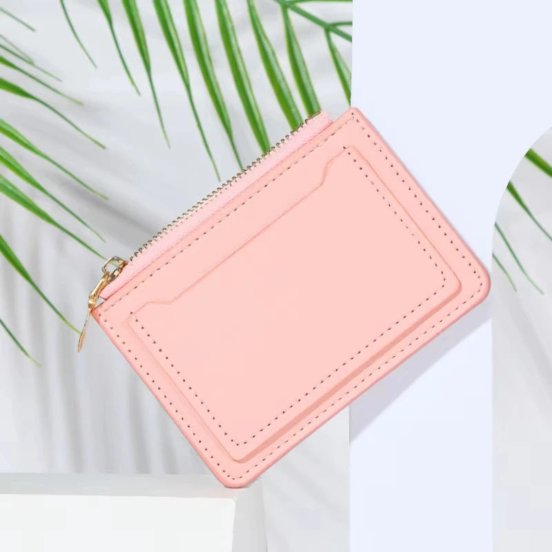 Portefeuille femme compact en cuir PU avec fermeture zippée et porte-cartes — photo 17