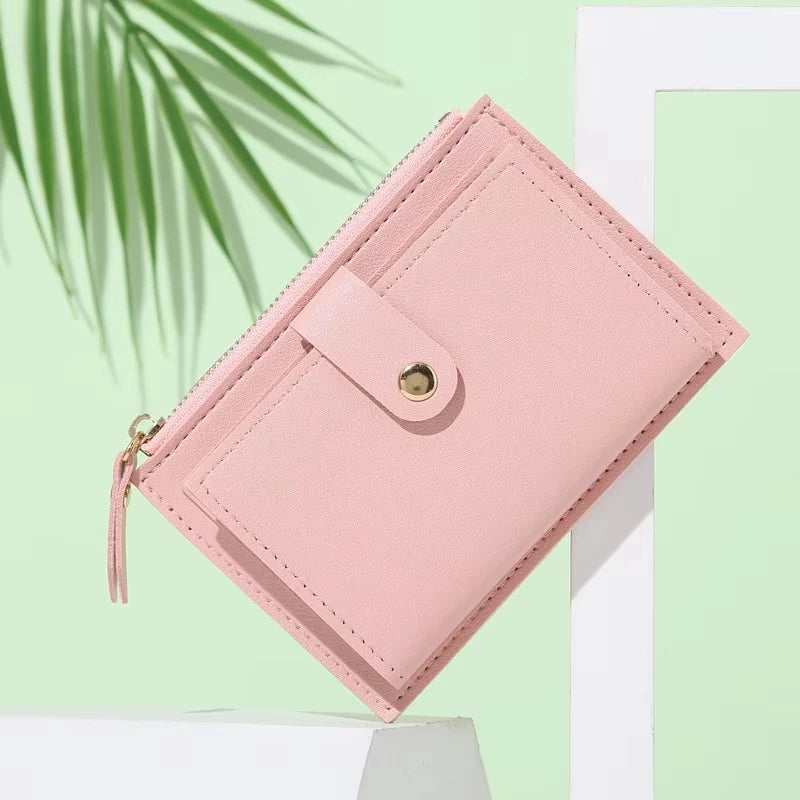 Portefeuille femme compact en cuir PU avec fermeture zippée et porte-cartes — photo 19