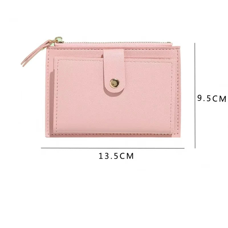 Portefeuille femme compact en cuir PU avec fermeture zippée et porte-cartes — photo 6