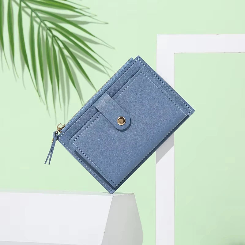 Portefeuille femme compact en cuir PU avec fermeture zippée et porte-cartes — photo 7