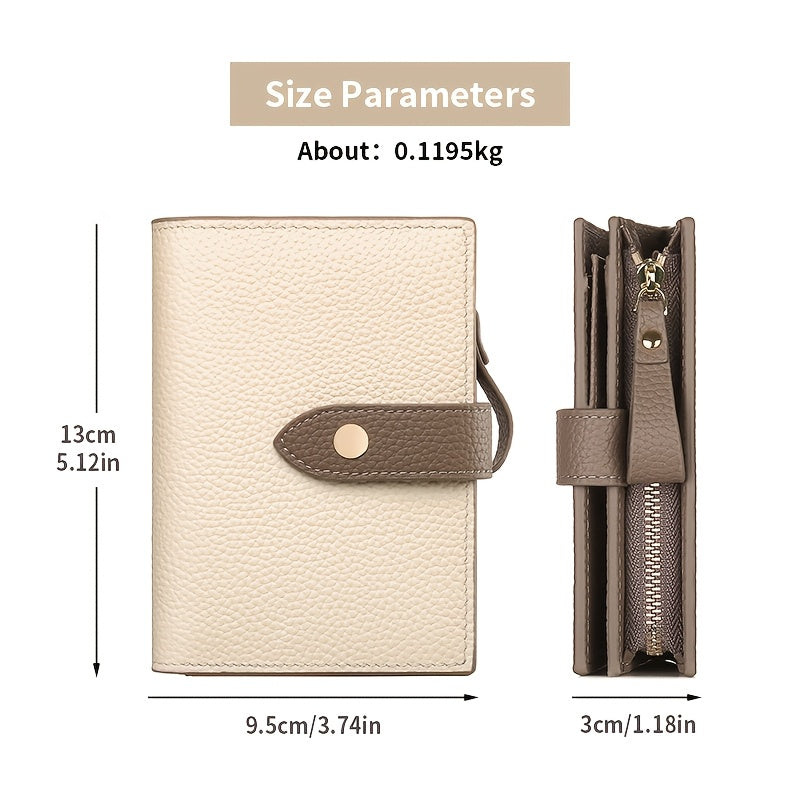 Portefeuille femme compact en cuir, anti-RFID et porte-clés