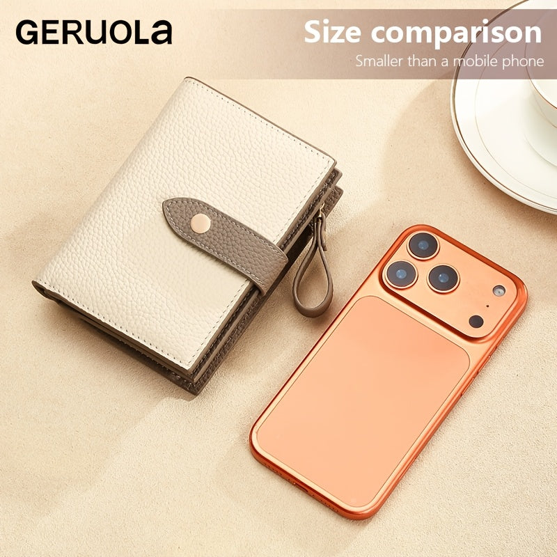 Portefeuille femme compact en cuir, anti-RFID et porte-clés