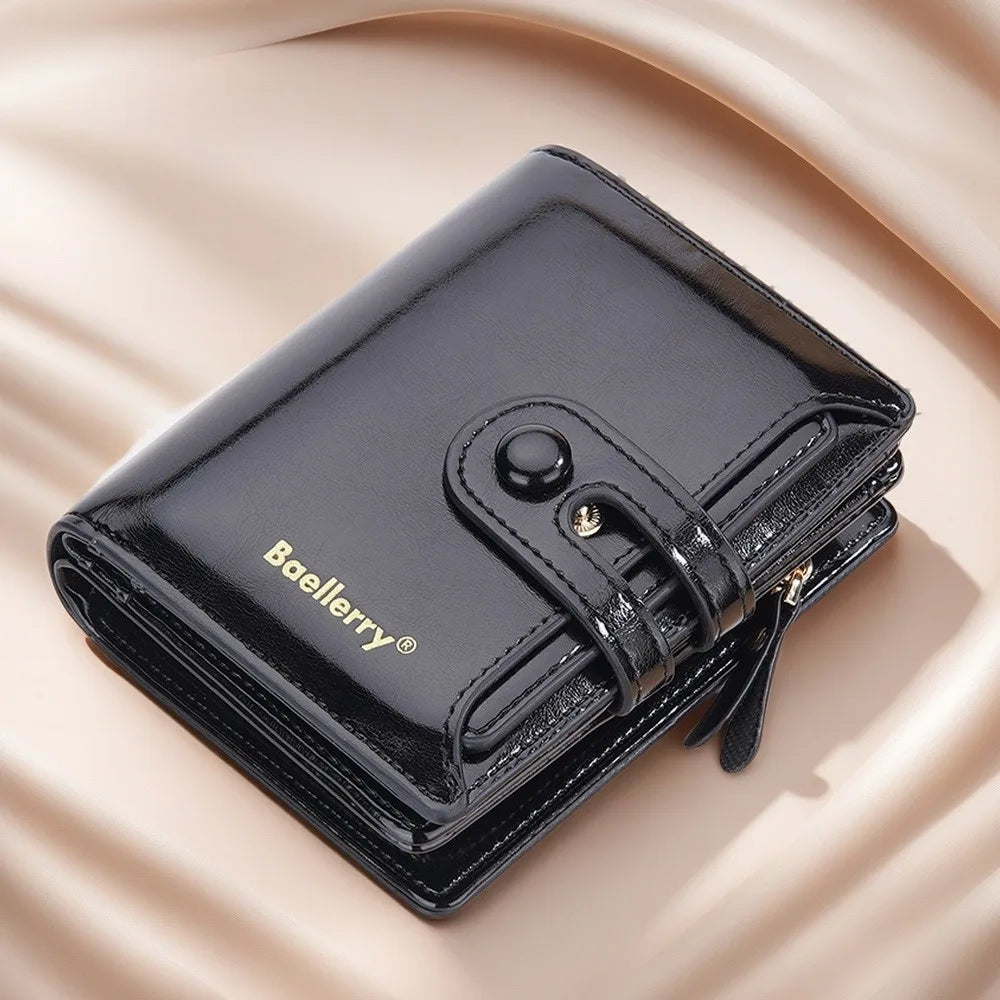 Portefeuille femme compact en cuir synthétique avec zip et boucle sécurisé élégant — photo 1