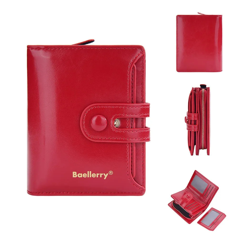 Portefeuille femme compact en cuir synthétique avec zip et boucle sécurisé élégant — photo 10
