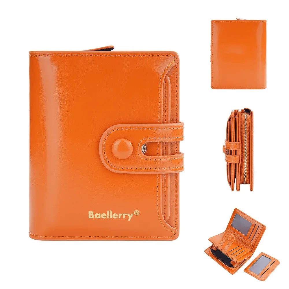 Portefeuille femme compact en cuir synthétique avec zip et boucle sécurisé élégant — photo 12