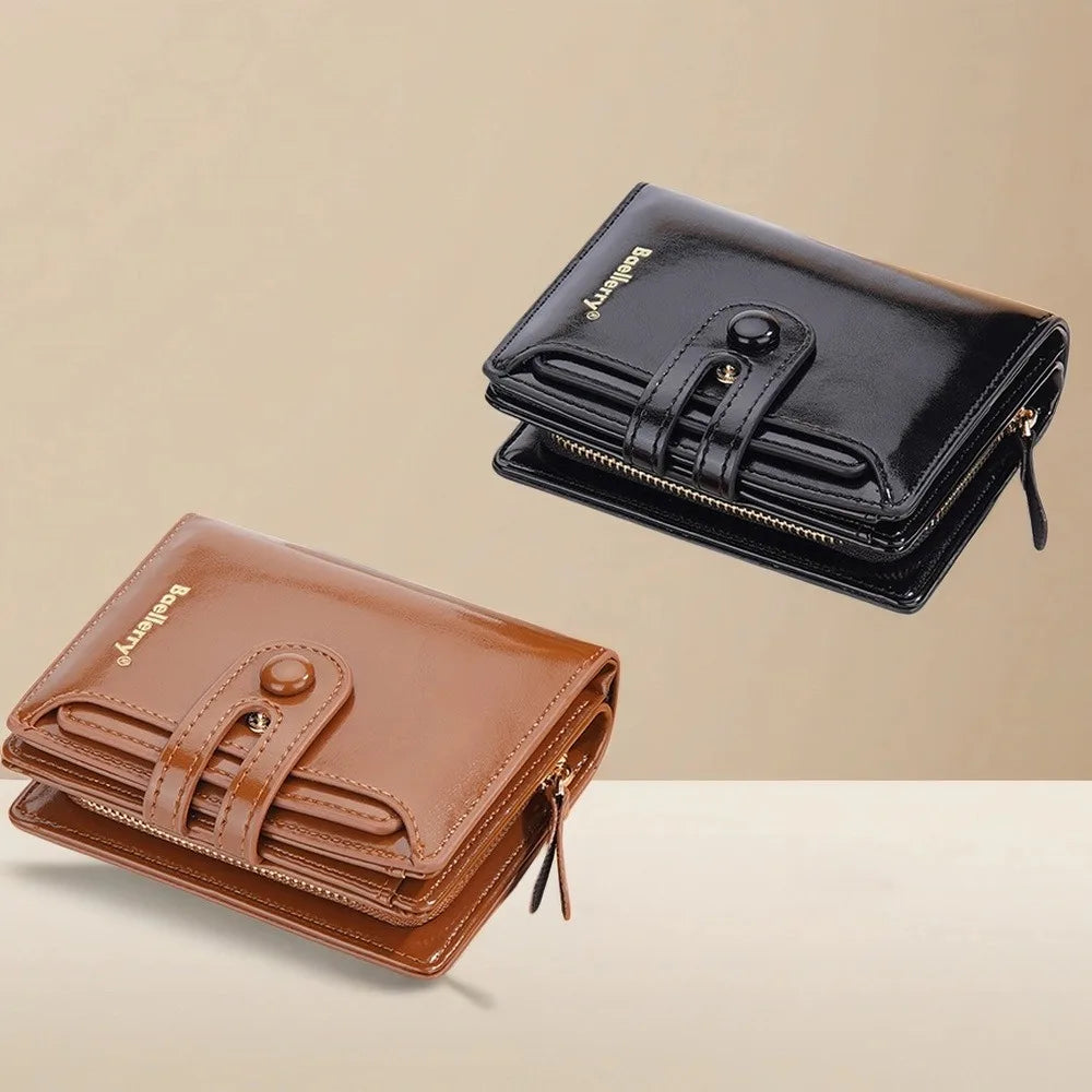 Portefeuille femme compact en cuir synthétique avec zip et boucle sécurisé élégant — photo 2