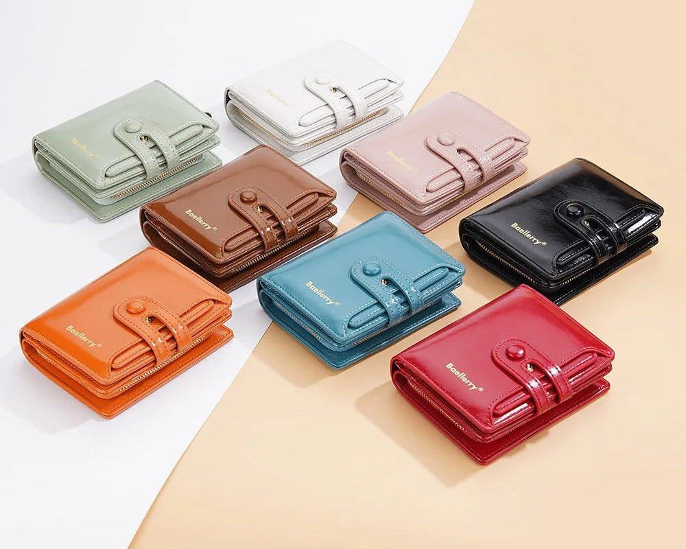 Portefeuille femme compact en cuir synthétique avec zip et boucle sécurisé élégant — photo 3