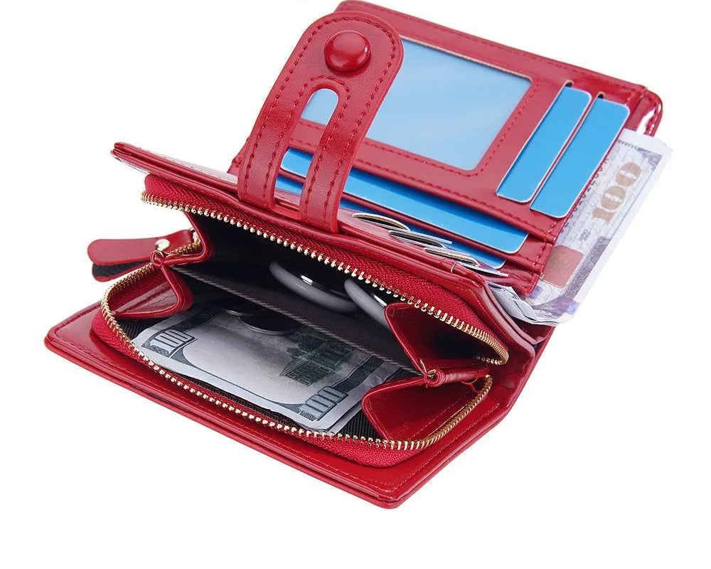 Portefeuille femme compact en cuir synthétique avec zip et boucle sécurisé élégant — photo 4