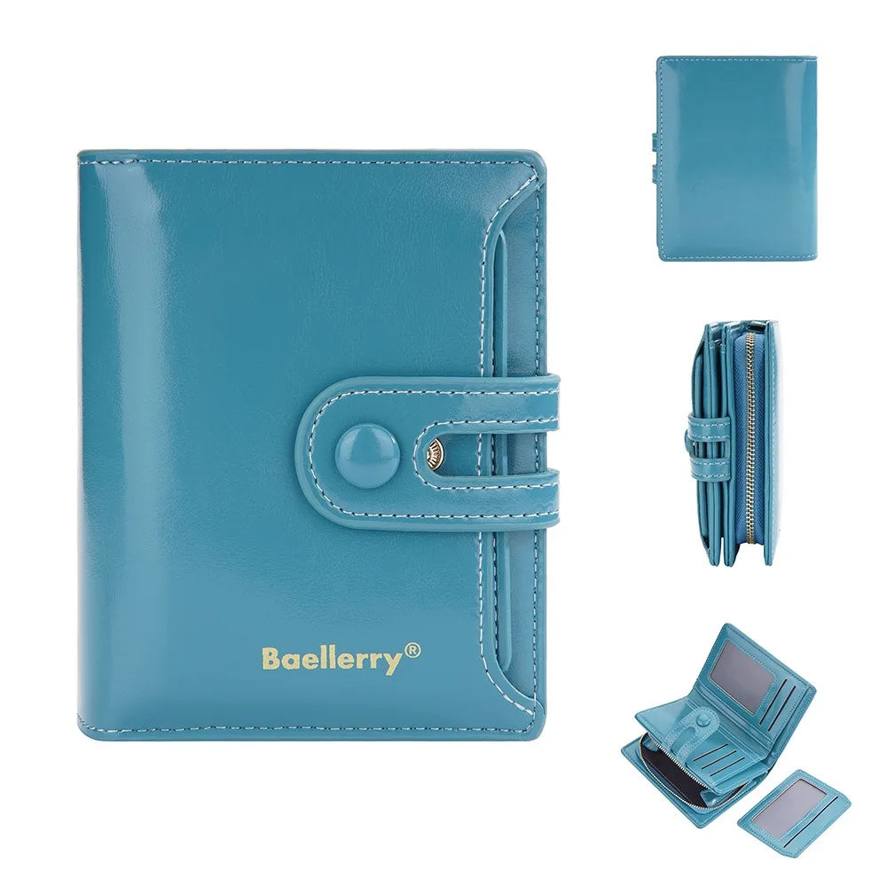 Portefeuille femme compact en cuir synthétique avec zip et boucle sécurisé élégant — photo 7