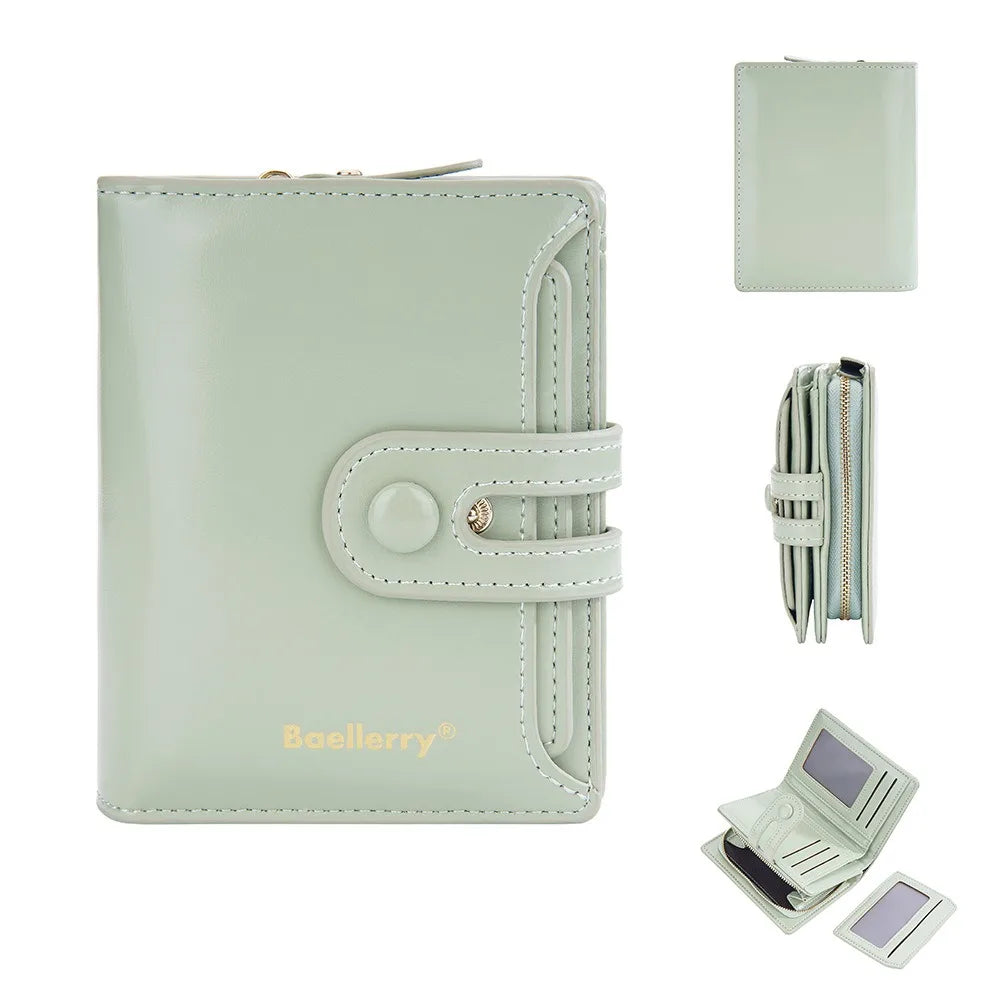 Portefeuille femme compact en cuir synthétique avec zip et boucle sécurisé élégant — photo 8