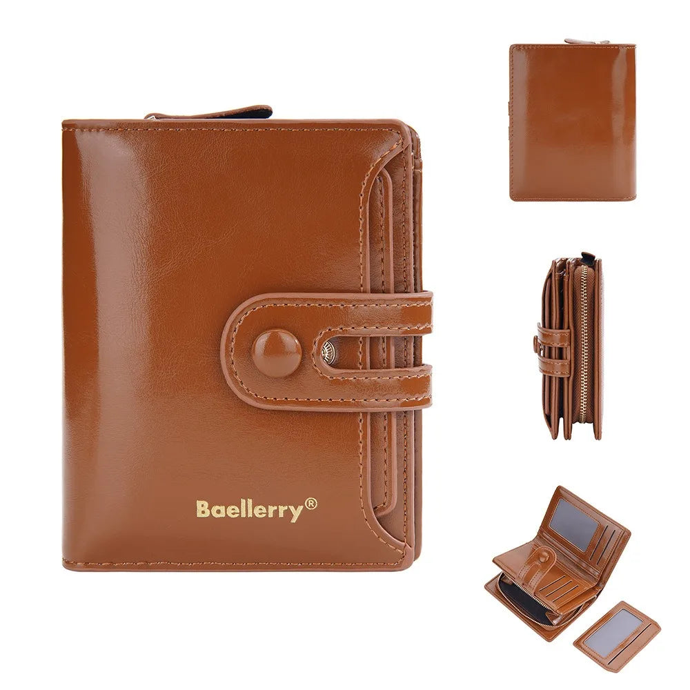 Portefeuille femme compact en cuir synthétique avec zip et boucle sécurisé élégant — photo 9