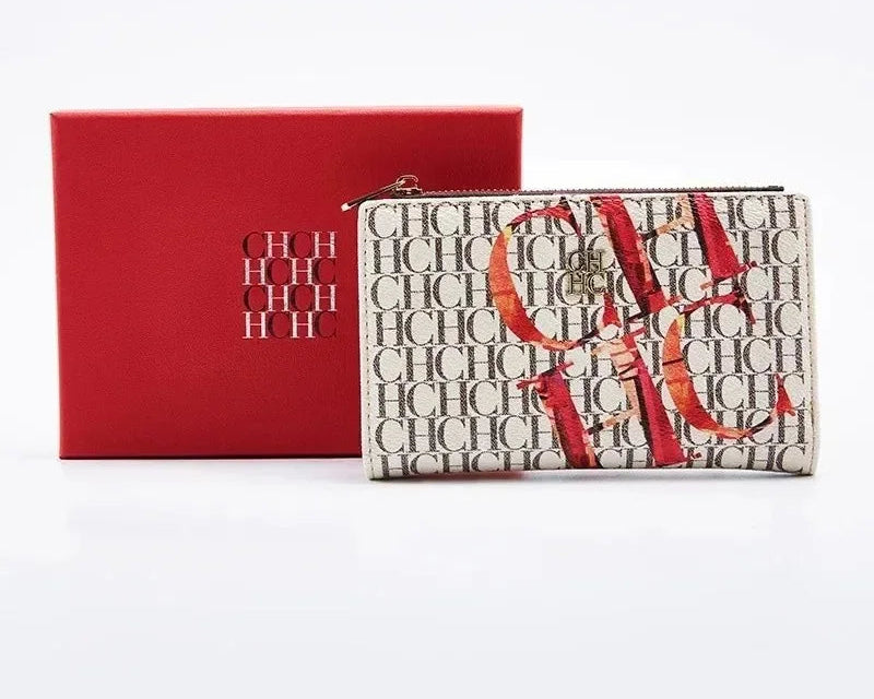 Portefeuille femme compact en cuir PU imprimé avec fermeture zippée design tendance — photo 1