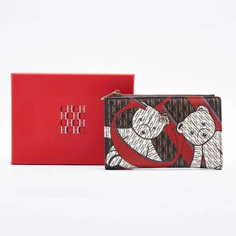 Portefeuille femme compact en cuir PU imprimé avec fermeture zippée design tendance — photo 5