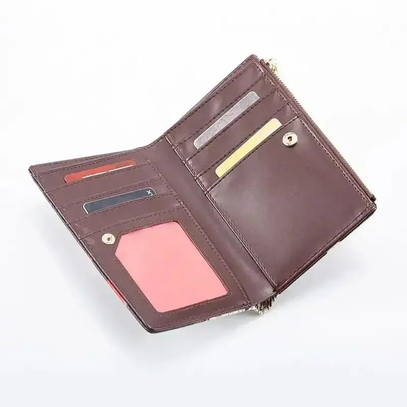 Portefeuille femme compact en cuir PU imprimé avec fermeture zippée design tendance — photo 6