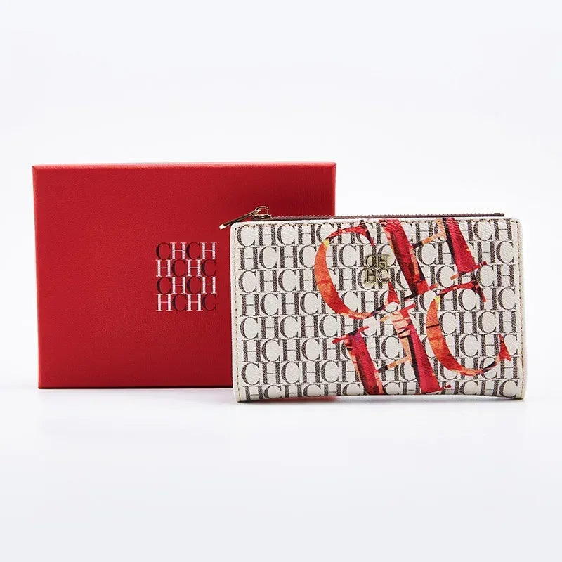 Portefeuille femme compact en cuir PU imprimé avec fermeture zippée design tendance — photo 9