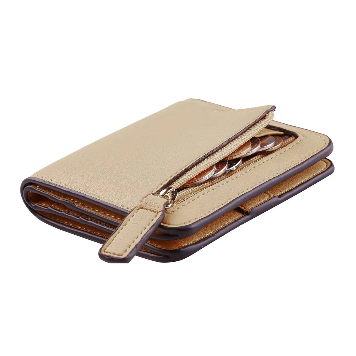 Portefeuille femme compact en cuir PU RFID avec bouton pression et porte-cartes sécurisé — photo 10