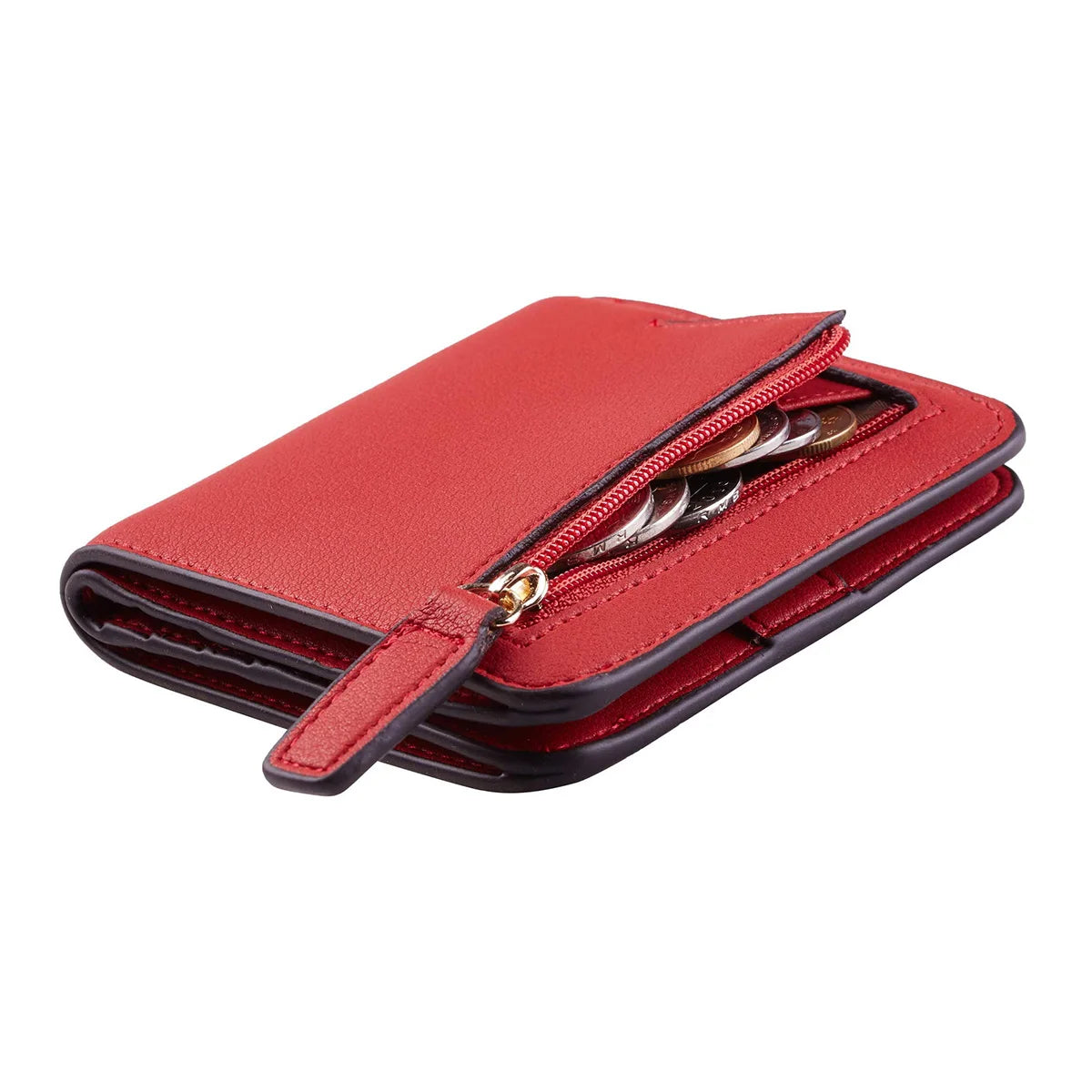 Portefeuille femme compact en cuir PU RFID avec bouton pression et porte-cartes sécurisé — photo 11