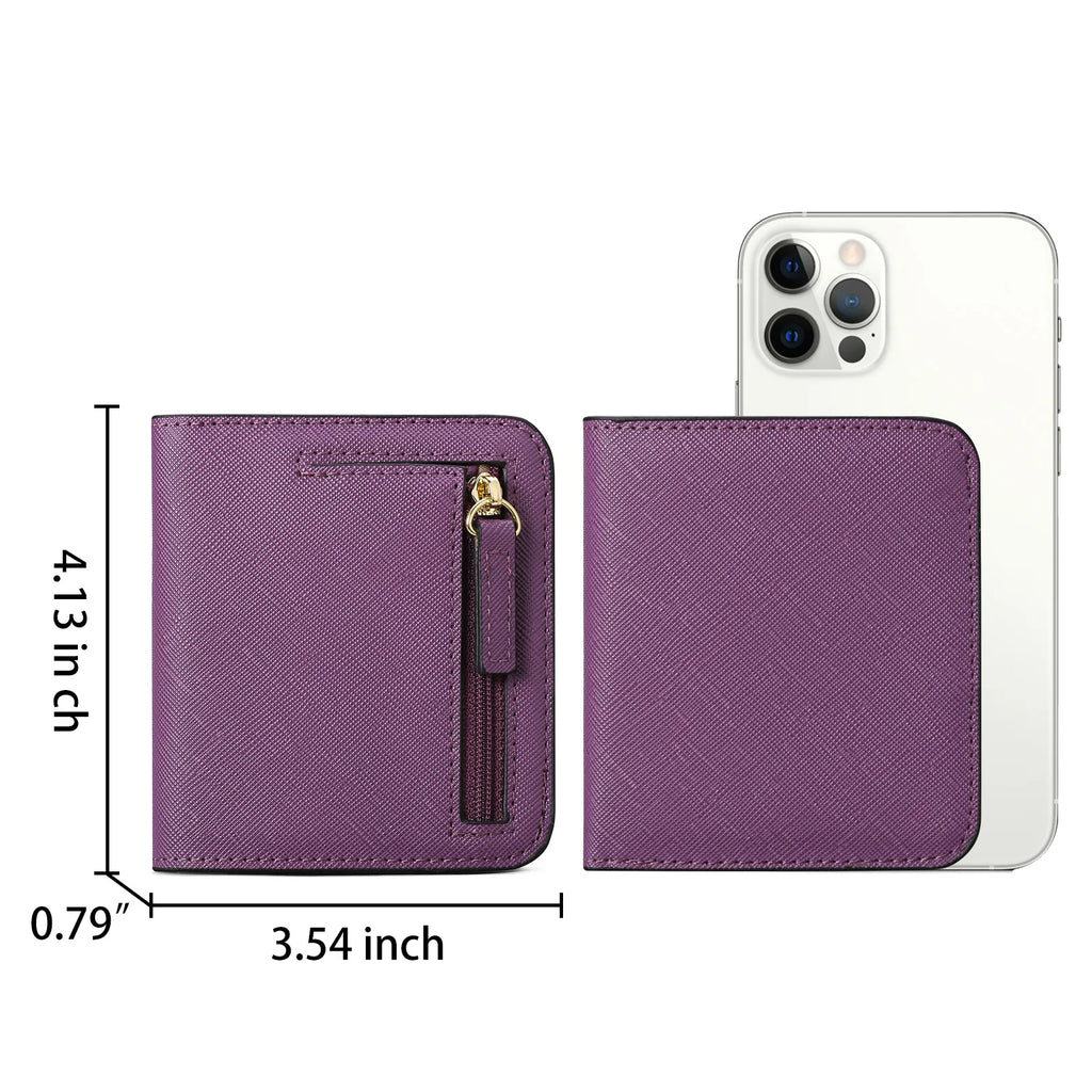 Portefeuille femme compact en cuir PU RFID avec bouton pression et porte-cartes sécurisé — photo 7