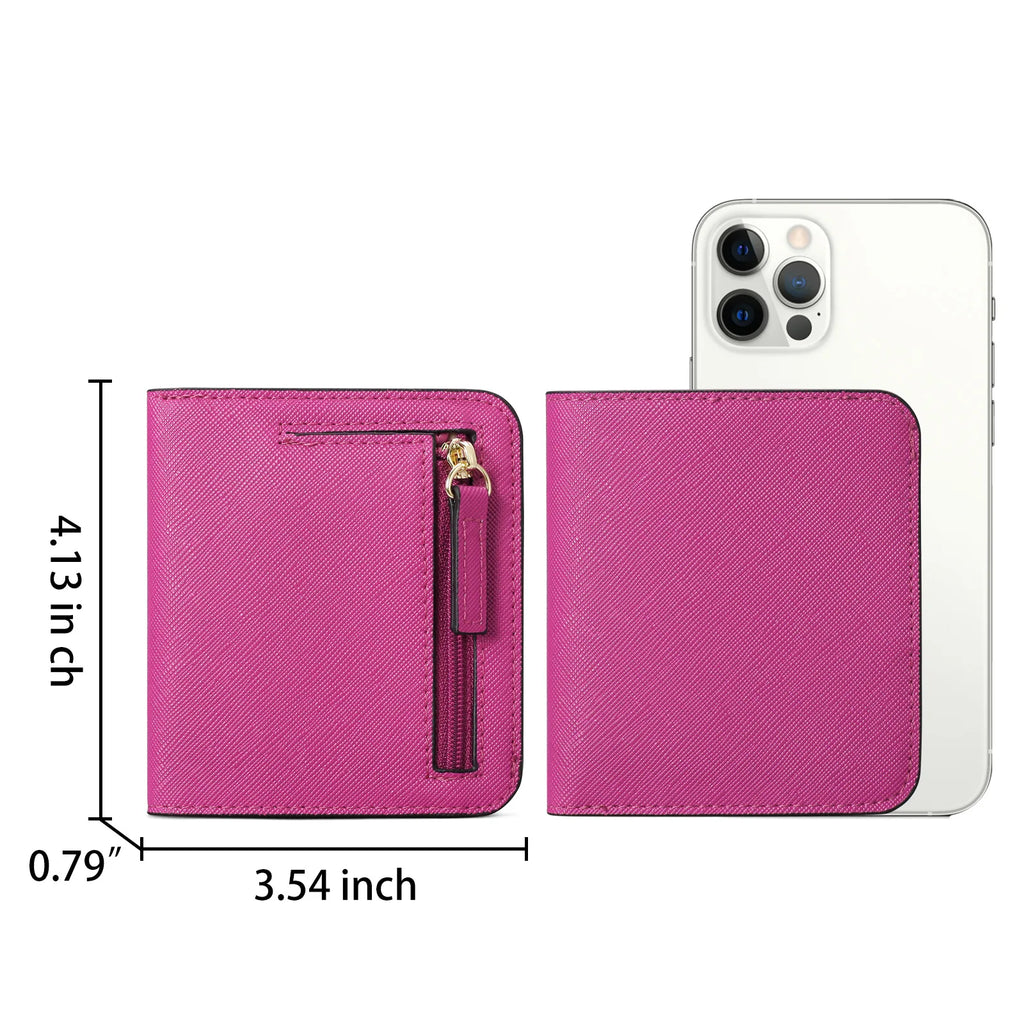 Portefeuille femme compact en cuir PU RFID avec bouton pression et porte-cartes sécurisé — photo 8