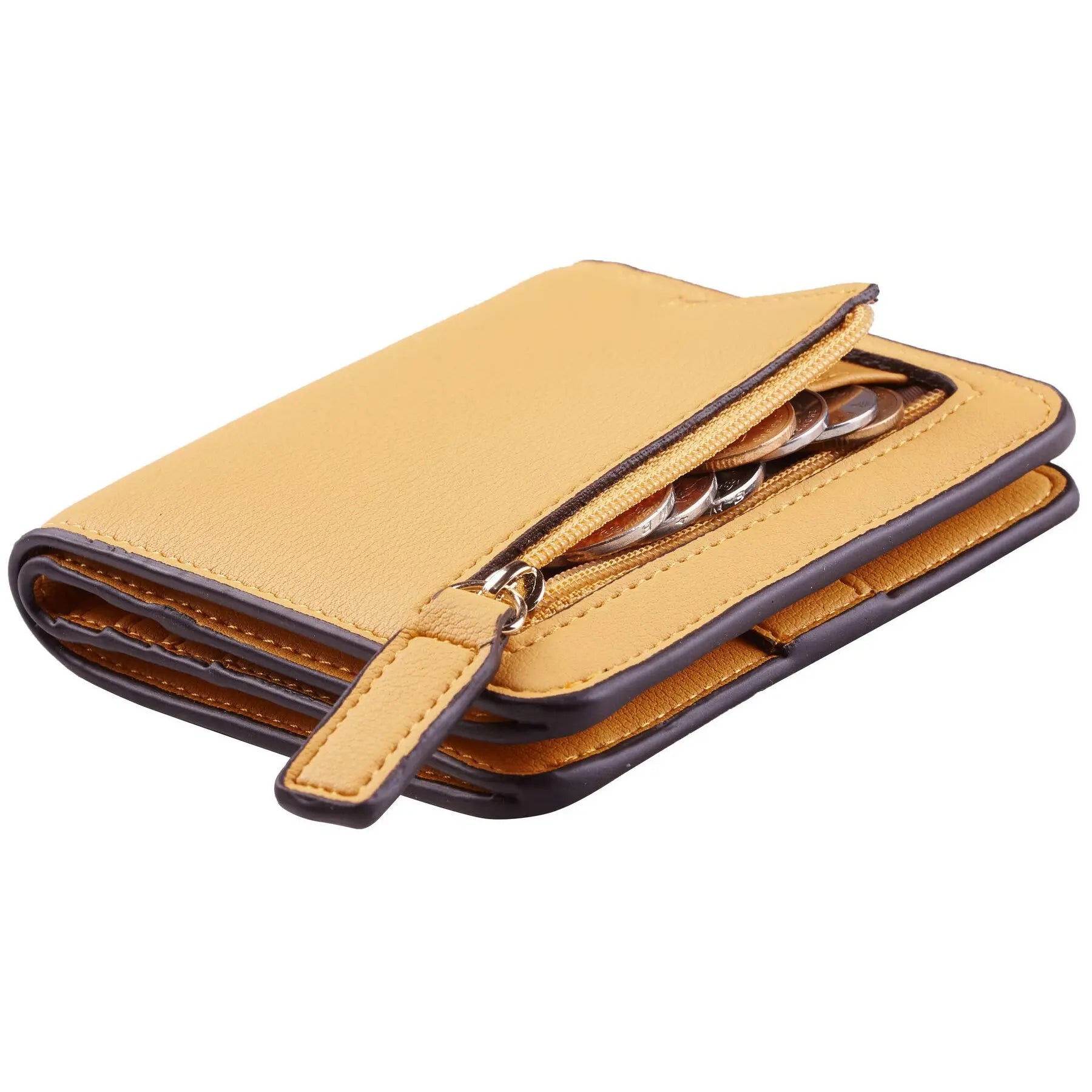 Portefeuille femme compact en cuir PU RFID avec bouton pression et porte-cartes sécurisé — photo 9 Image