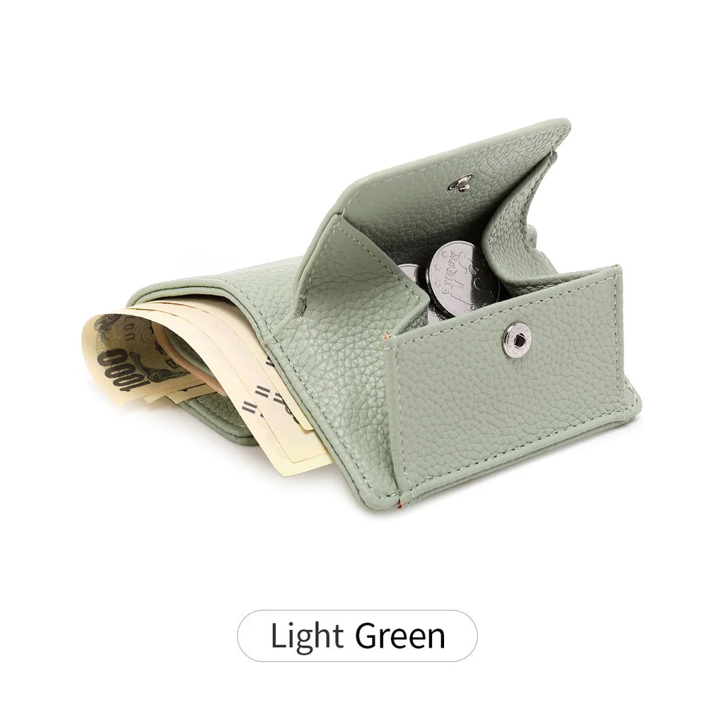 Portefeuille femme compact en simili cuir grainé avec protection RFID — photo 11