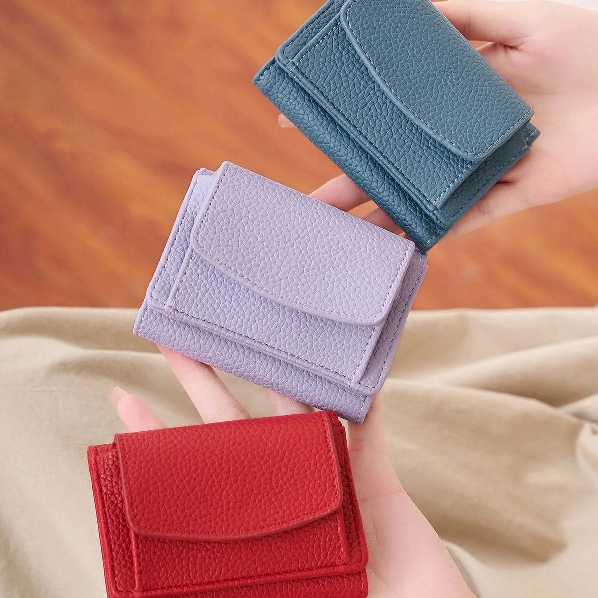 Portefeuille femme compact en simili cuir grainé avec protection RFID — photo 5