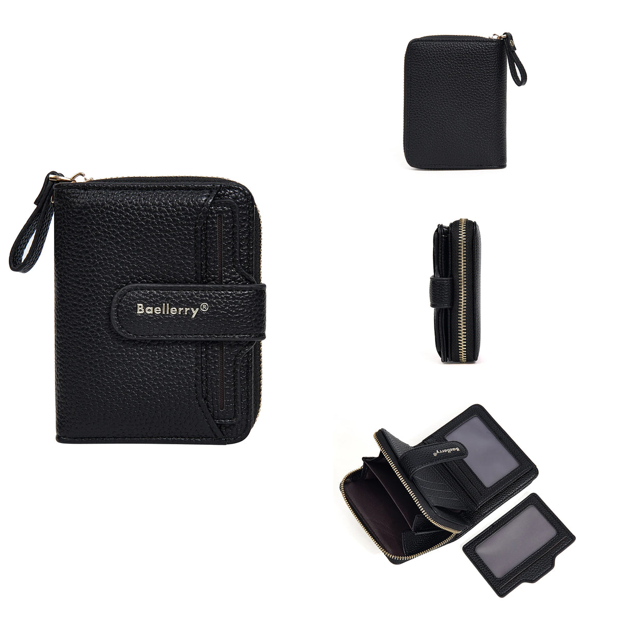 Portefeuille femme compact zippé en cuir PU RFID avec porte-cartes et poche monnaie — photo 10