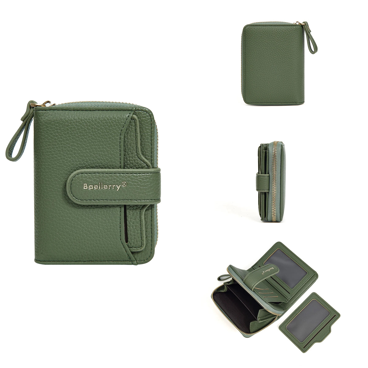 Portefeuille femme compact zippé en cuir PU RFID avec porte-cartes et poche monnaie — photo 13