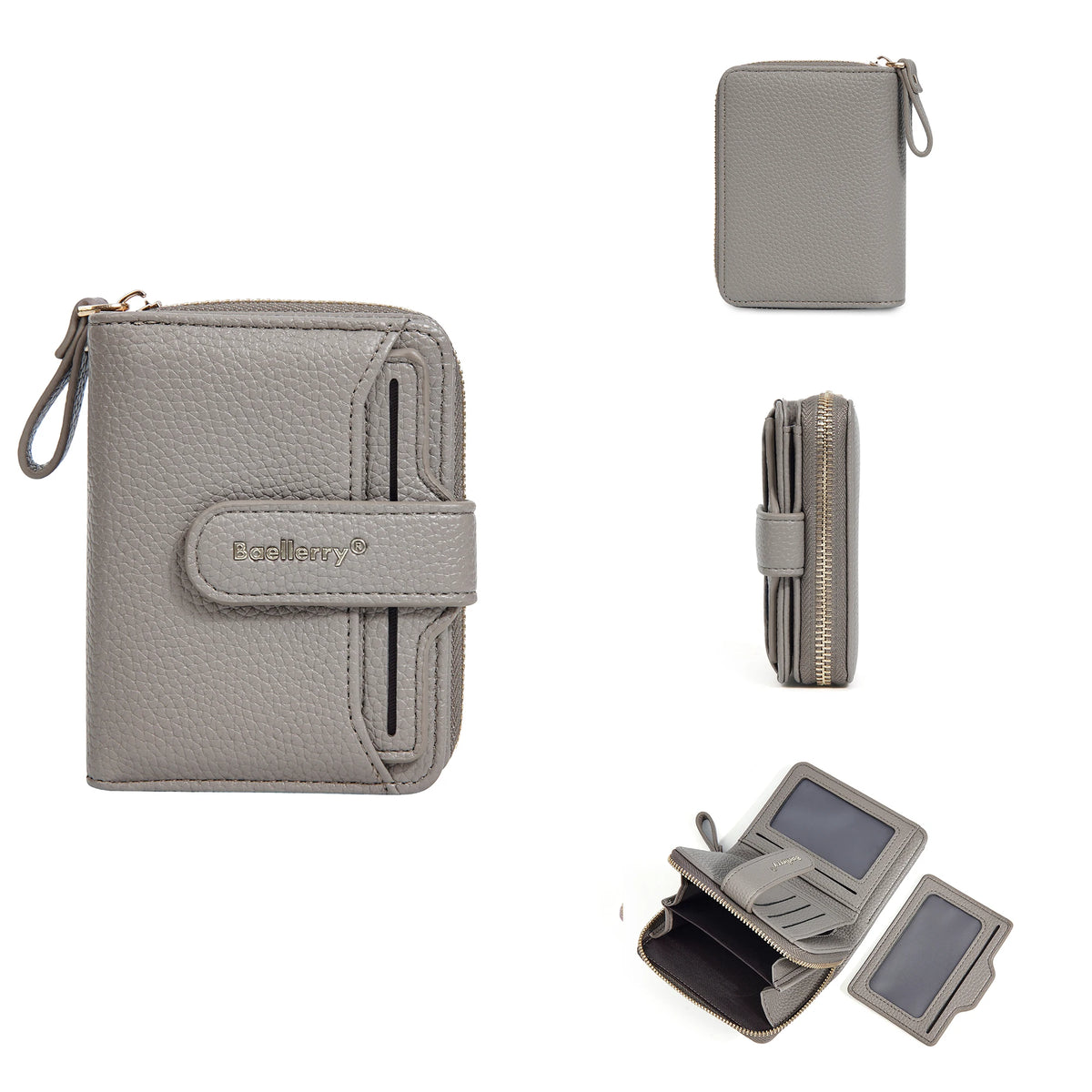 Portefeuille femme compact zippé en cuir PU RFID avec porte-cartes et poche monnaie — photo 15